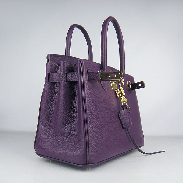 Replica Hermes Birkin 30CM Togo Leather Bag Purple 6088 On Sale - Click Image to Close